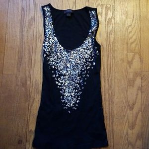 Express black and silver sparkly tank top